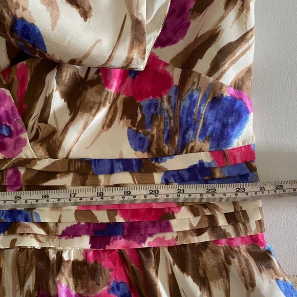 Jessica Howard Floral‎ Tea Midi Dress 24W Pockets Empire Waist Zip V Neck - Picture 7 of 10